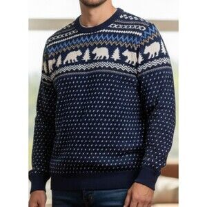 J.Crew or J.Crew Factory mens cotton Fair Isle bear crewneck sweater. Size XL
